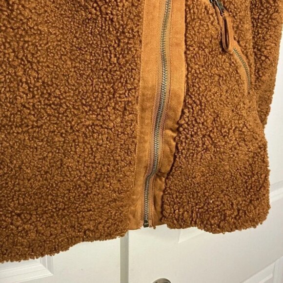 Anthropologie Marrakech Fuzzy Teddy Tan Brown Aviator Moto Style Jacket XS - Picture 8 of 9